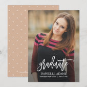 Witte Borstel BEWERKBARE KLEUR Afstudeeruitnodigin Aankondiging (Voorkant / Achterkant)