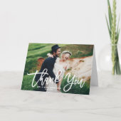 Witte Borstel Calligraphy Script Bedank Foto Bedankkaart (Voorkant)
