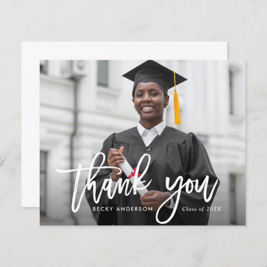 witte borstel dank u afstuderen kaart (Voorkant / Achterkant)