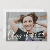 Witte Borstel Lettering Foto Overlay Afstuderen Aankondiging (Voorkant)