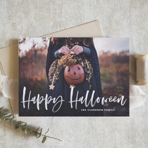Witte Borstel Lettering Overlay Gelukkig Halloween Feestdagen Kaart