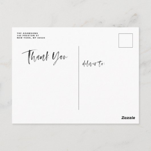 Witte Borstel Lettering Overlay Trouw Dank Je Briefkaart (Achterkant)