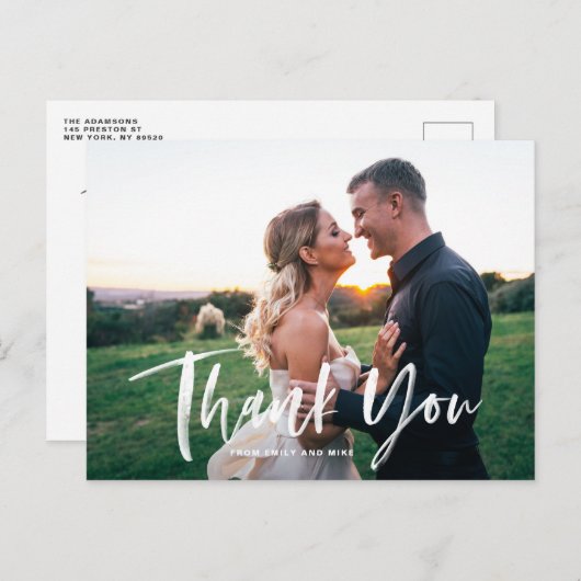 Witte borstel met overlay bruiloft bedankt briefkaart (Voorkant / Achterkant)