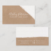 Witte borstelslag kraft hair make-up typografie visitekaartje (Voorkant / Achterkant)