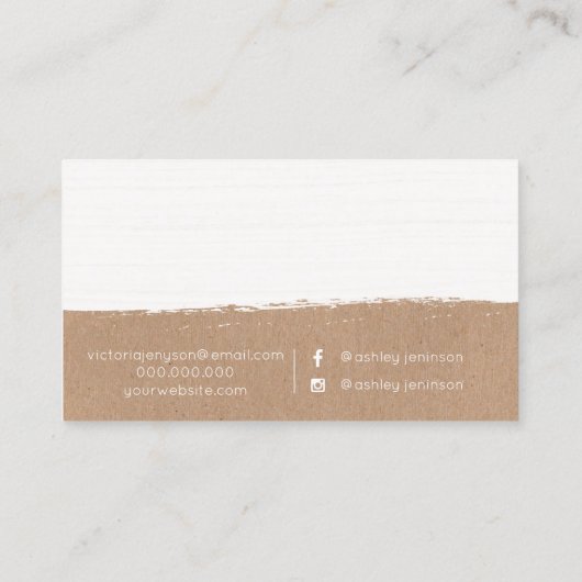 Witte borstelslag kraft hair make-up typografie visitekaartje (Achterkant)