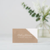 Witte borstelslag kraft hair make-up typografie visitekaartje (Staand voorkant)