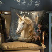 Witte Bos Eenhoorn Roze Orchidee Fantasie Kasteel Kussen