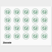 Witte bos groene wijnrank script monogram, doe-het ronde sticker (Vel)