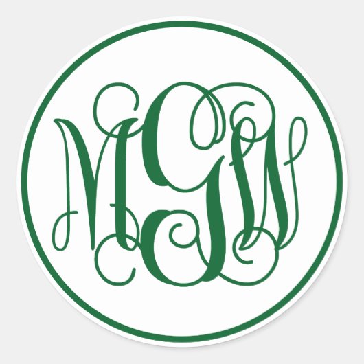 Witte bos groene wijnrank script monogram, doe-het ronde sticker (Voorkant)
