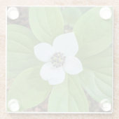 Witte bosbessen hondenbloesem bloemen glazen onderzetter (Achterkant)