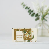  witte bosbessenbloemen op maat bloemig visitekaartje (Staand voorkant)