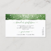 Witte bosgroene glitter Sparkle Stars Initialen Visitekaartje (Achterkant)