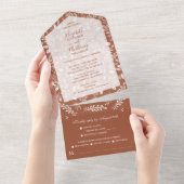 Witte botanica Geen Envelopes Terracotta Wedding All In One Uitnodiging (Afscheurbaar)