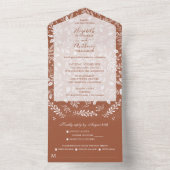 Witte botanica Geen Envelopes Terracotta Wedding All In One Uitnodiging (Binnen)