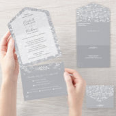 Witte botanica Grijze Geen Envelopes Wedding All In One Uitnodiging