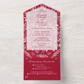 Witte Botanicals op Cranberry Bruiloft All In One Uitnodiging (Binnen)