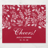 Witte Botanicals op Cranberry Bruiloft Sparkling Wijnetiket (Enkel label)