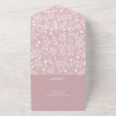 Witte Botanicals op Dusty Roos Wedding All In One Uitnodiging (Buitenkant)