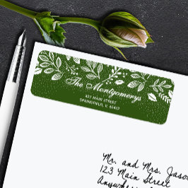Witte botanicals op groen retouradres etiket