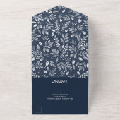 Witte Botanicals op Navy Blue All In One Uitnodiging (Buitenkant)