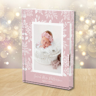 Witte botanicals op roze fotoblokken