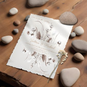 Witte botanische bloemencotton  Trouwkaarten Kaart