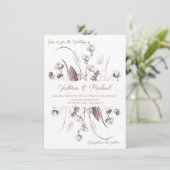 Witte botanische bloemencotton  Trouwkaarten Kaart (Staand voorkant)