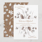 Witte Botanische bloemenkatoen Huwelijksuitnodigin Kaart (Voorkant / Achterkant)