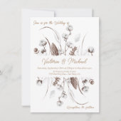 Witte Botanische bloemenkatoen Huwelijksuitnodigin Kaart (Voorkant)
