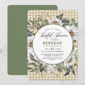 Witte Botanische Boheemse Bruidsdouche Uitnodiging (Voorkant / Achterkant)