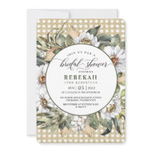 Witte Botanische Boheemse Bruidsdouche Uitnodiging