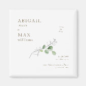 Witte Botanische Bruiloft Bewaar onze Datum Gouden Magneet (Voorkant)