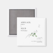 Witte Botanische Bruiloft Bewaar onze Datum Magneet (Voorkant / Achterkant)
