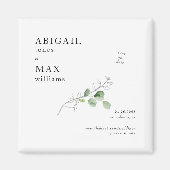 Witte Botanische Bruiloft Bewaar onze Datum Magneet (Voorkant)