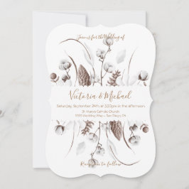 Witte botanische florale katoenuitnodigingen kaart