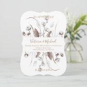 Witte botanische florale katoenuitnodigingen kaart (Staand voorkant)