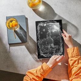 Witte Botanische Foto Begrafenisprogramma Kaart