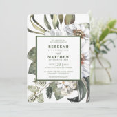 Witte Botanische | Huwelijksuitnodiging Kaart (Staand voorkant)