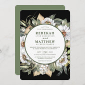 Witte Botanische | Huwelijksuitnodiging Kaart (Voorkant / Achterkant)
