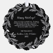 Witte Botanische Kerstkrans Aangepaste foto Ornament Kaart (Achterkant)