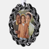 Witte Botanische Kerstkrans Aangepaste foto Ornament Kaart (Links)