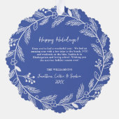 Witte botanische kerstkrans aangepaste foto ornament kaart (Achterkant)