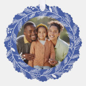 Witte botanische kerstkrans aangepaste foto ornament kaart (Voorkant)