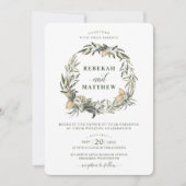 Witte Botanische krans | Huwelijksuitnodiging Kaart (Voorkant)