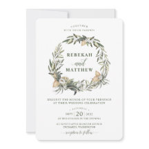 Witte Botanische krans | Huwelijksuitnodiging