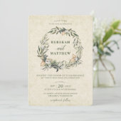 Witte Botanische krans | Huwelijksuitnodiging Kaart (Staand voorkant)