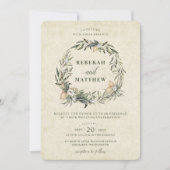Witte Botanische krans | Huwelijksuitnodiging Kaart (Voorkant)