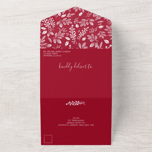 Witte botanische kruid geen Envelopes bruiloft All In One Uitnodiging (Buitenkant)