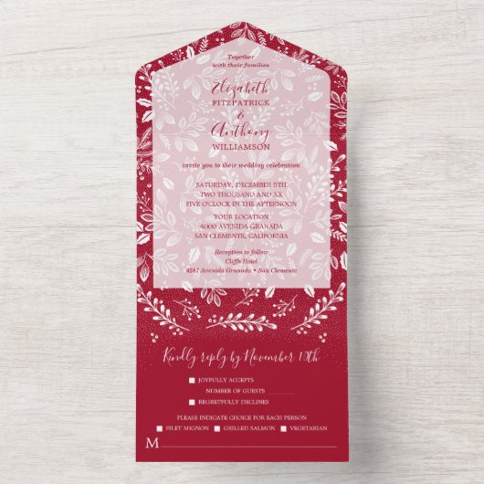 Witte botanische kruid geen Envelopes bruiloft All In One Uitnodiging (Binnen)