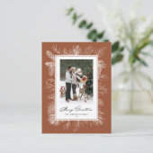 Witte  Botanische Lijst Terracotta Foto Feestdagenkaart (Staand voorkant)